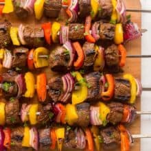 steak kabobs on skewers