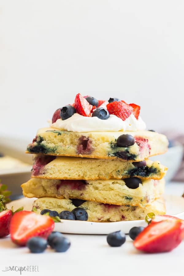 stack of four pieces of sheet pan pancakes