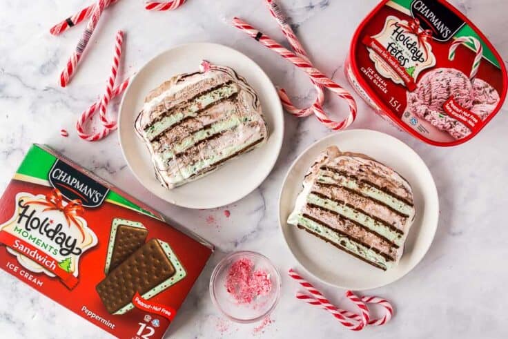 ice cream sandwich cake with chapman's holiday moments ice cream