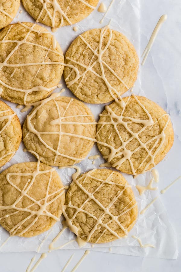 close up image of maple cookies with glaze