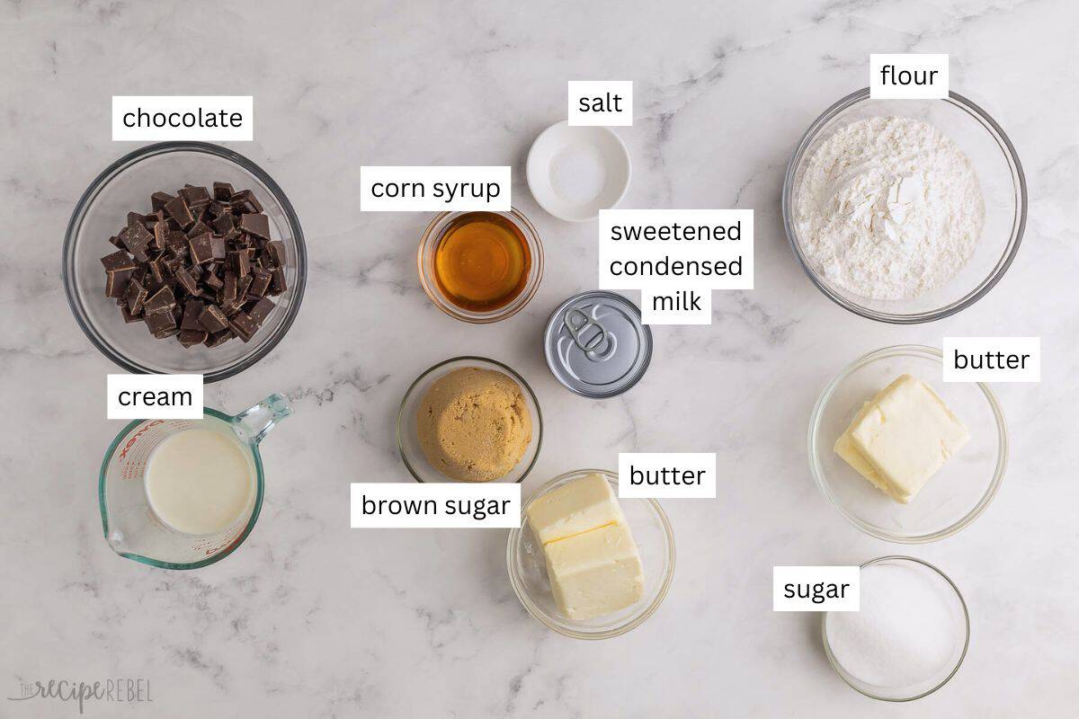 ingredients needed for millionaire shortbread.