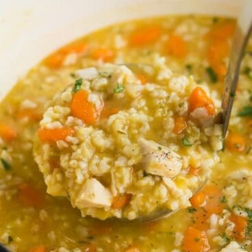 chicken rice soup in pot