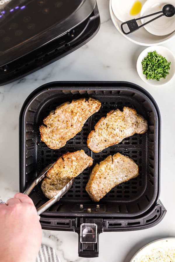 flipping pork chops in air fryer basket