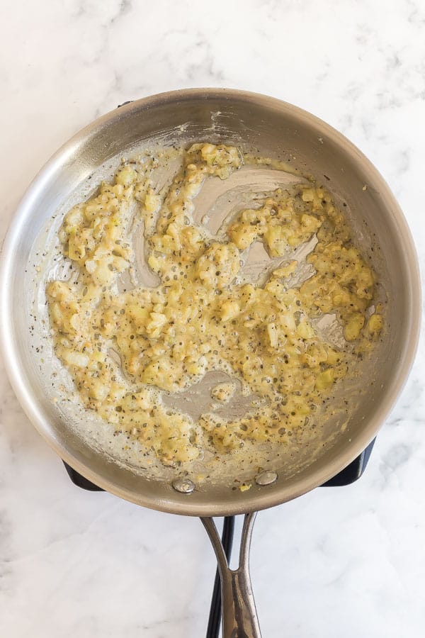 flour added to make a roux to butter in pan