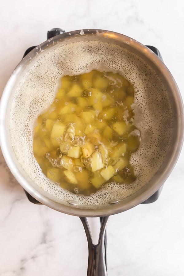 potatoes in boiling water