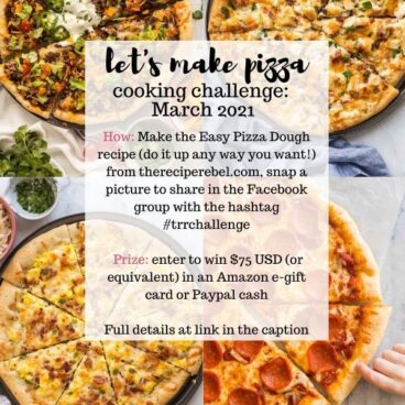 cooking challenge infographic with images of pizza