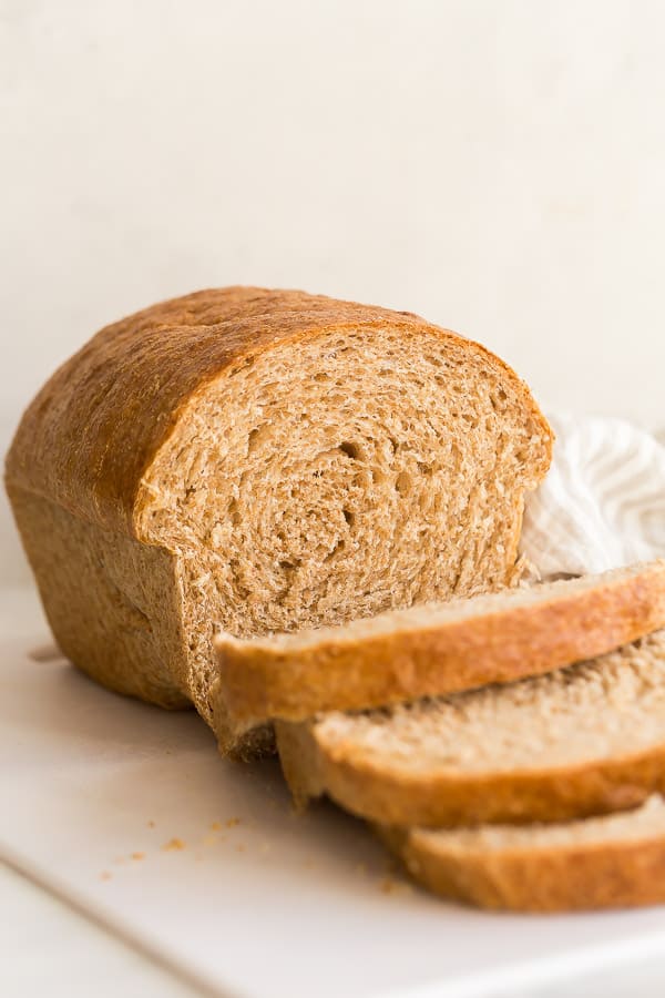 whole wheat bread with two slices cut