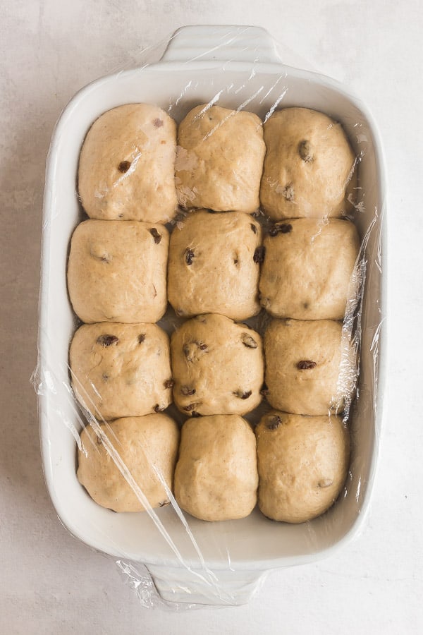 hot cross bun rounds after second rise