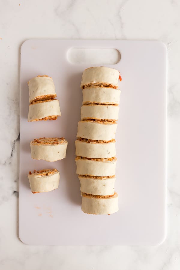 pizza rolls rolled up and sliced