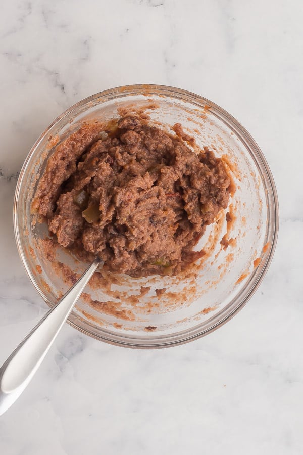 refried beans and salsa stirred together for sauce
