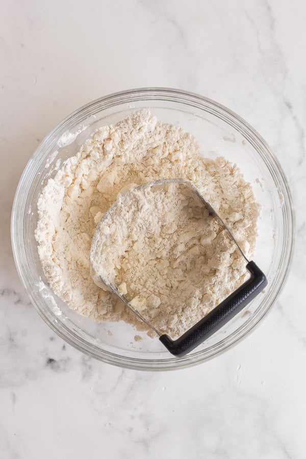 butter cut into flour when making pie crust