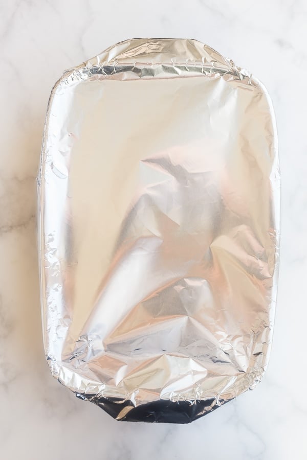 baking dish covered in tin foil