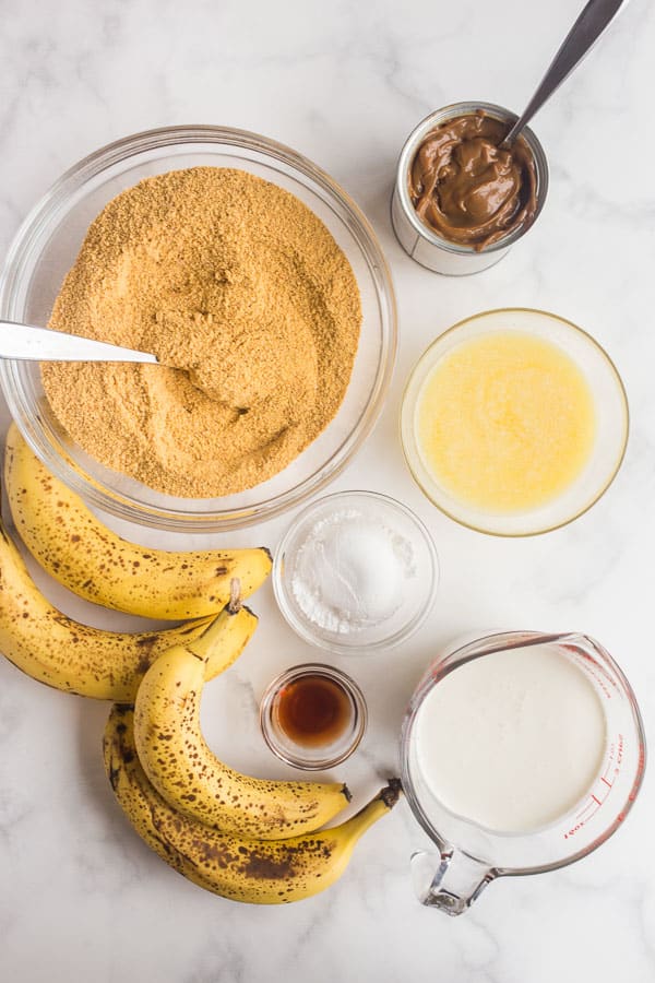 overhead image of ingredients for banoffee pie