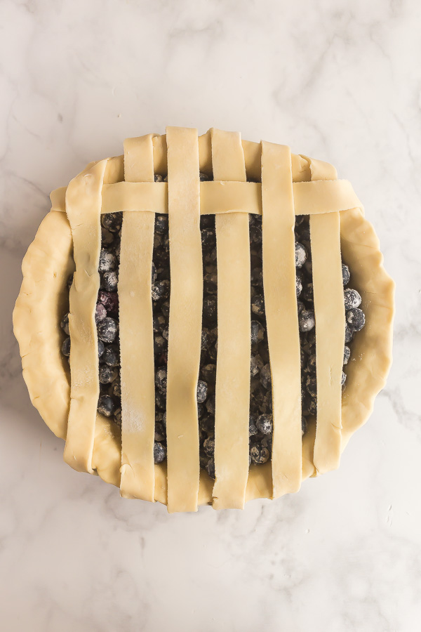 lattice pie crust in progress