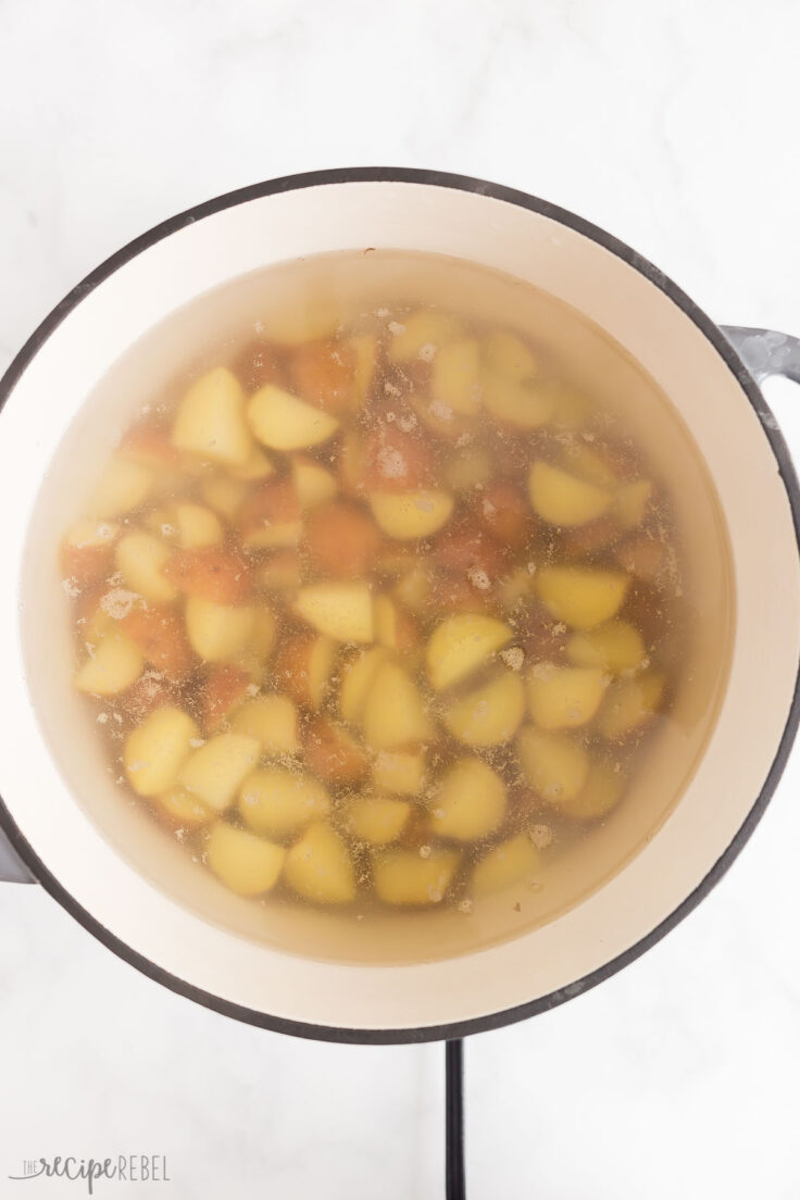 boiling potatoes in a large pot