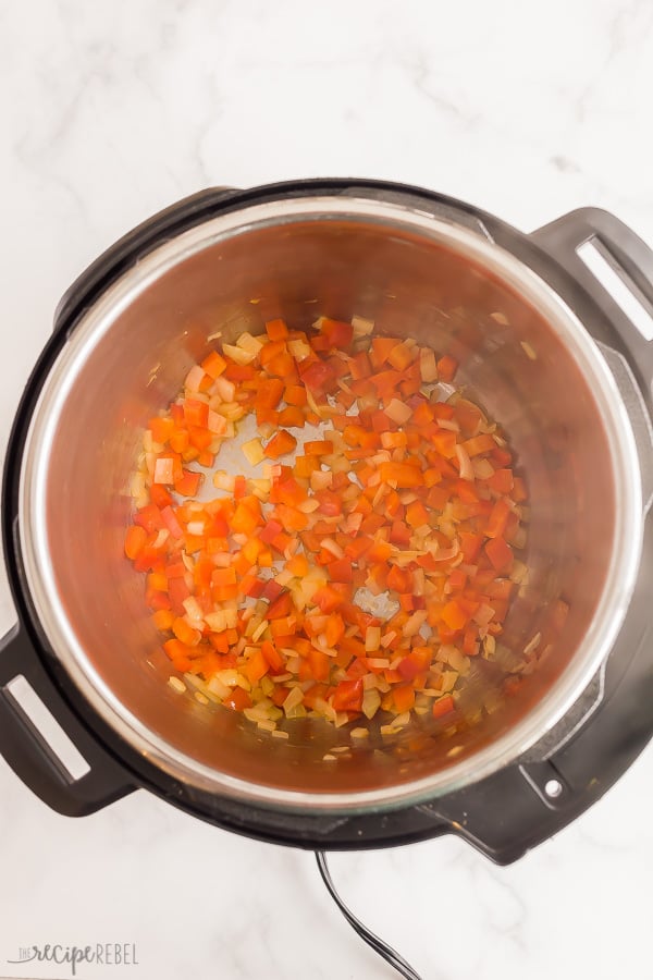 sauteeing peppers and onions in instant pot