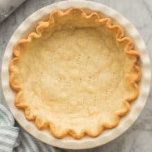overhead image of blind baked pie crust