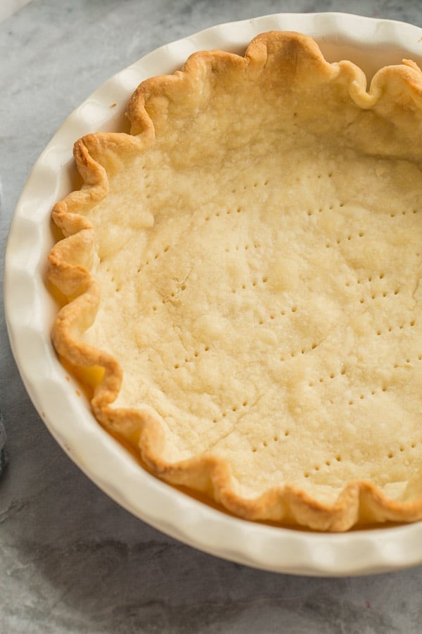 close up image of blind baked pie crust