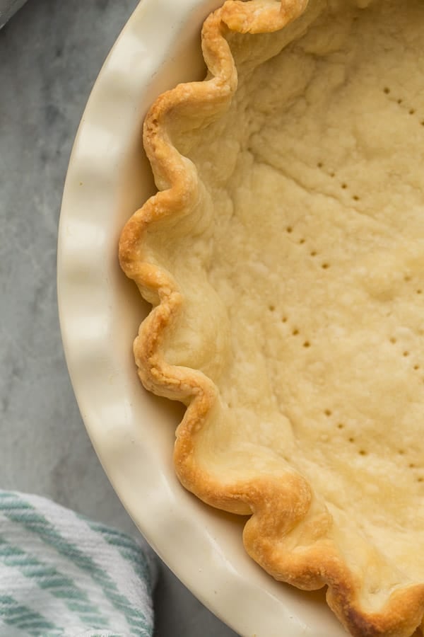 close up image of edge of empty pie crust