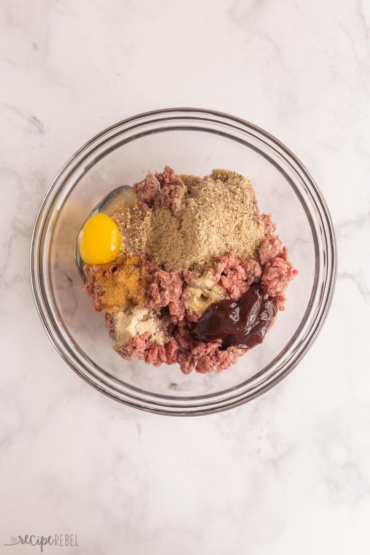 air fryer burger ingredients in glass bowl