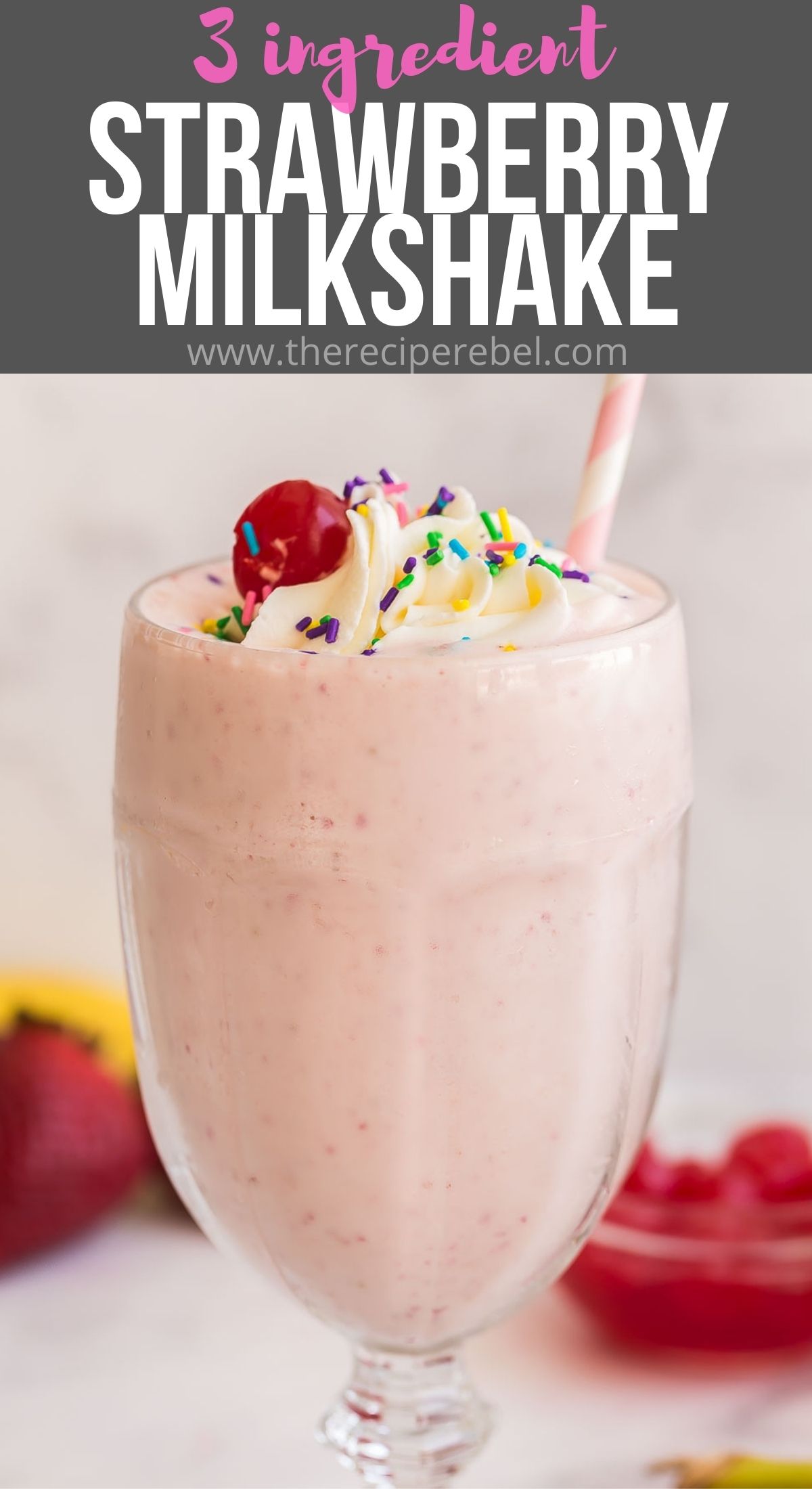 BEST Strawberry Milkshake [3 ingredients!] - The Recipe Rebel