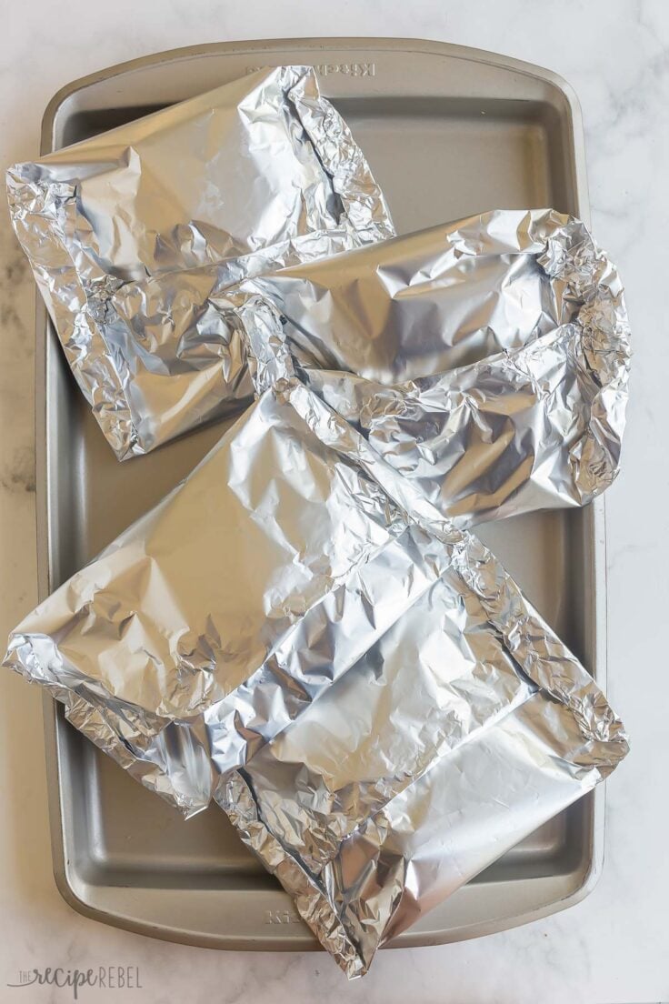 four foil packets wrapped up