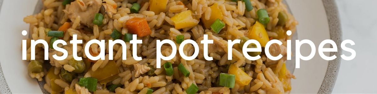 close up image of rice with title instant pot recipes overlaid