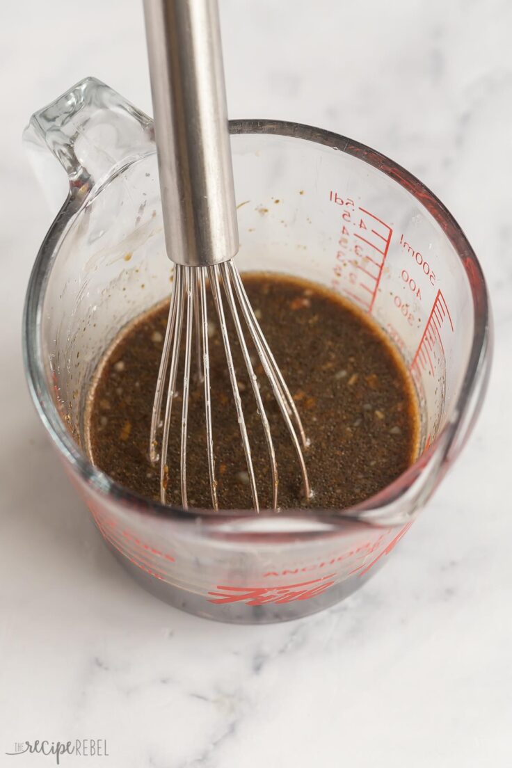 teriyaki sauce in glass measuring cup