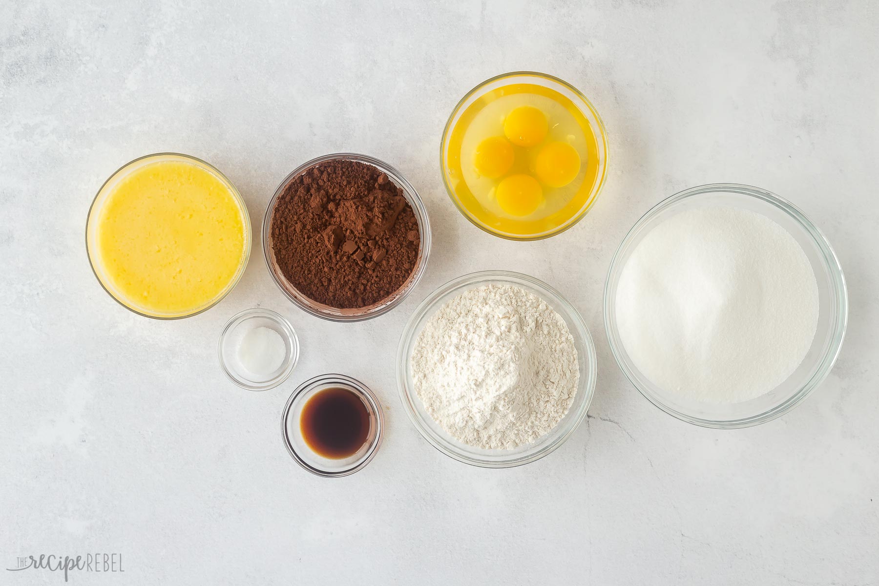 ingredients needed for homemade brownies.