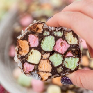 church window christmas cookies with multi colored mini marshmallows