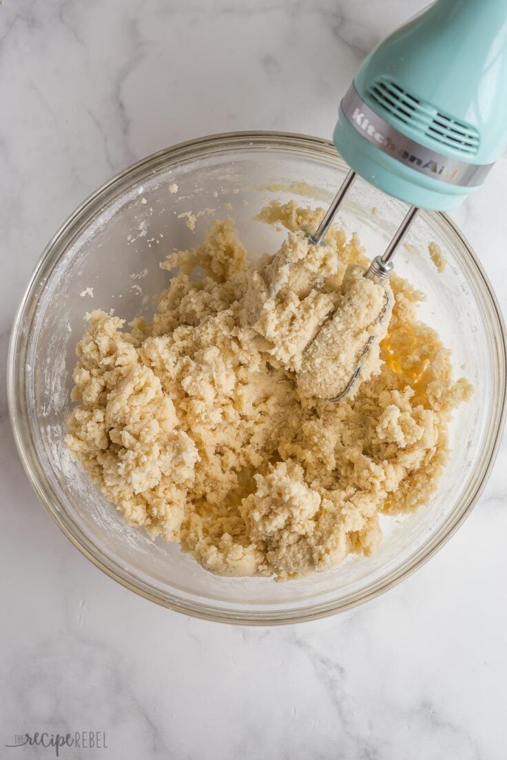 dry ingredients added to sugar cookie dough