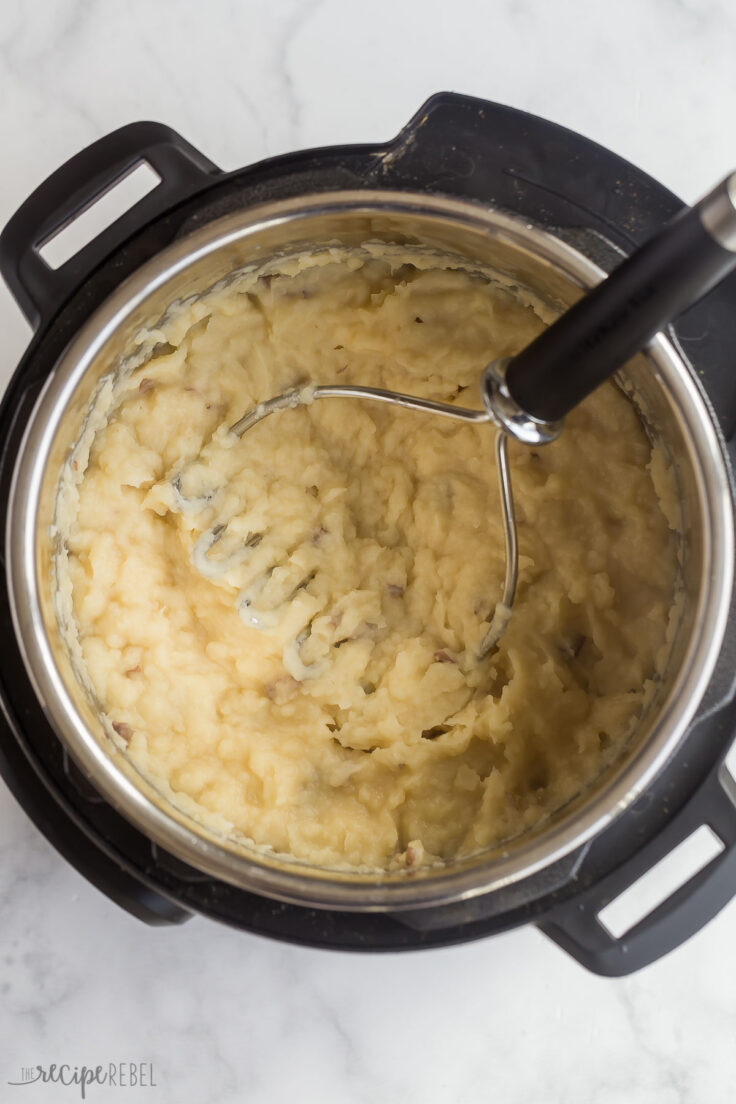 potato masher mashing potatoes in instant pot