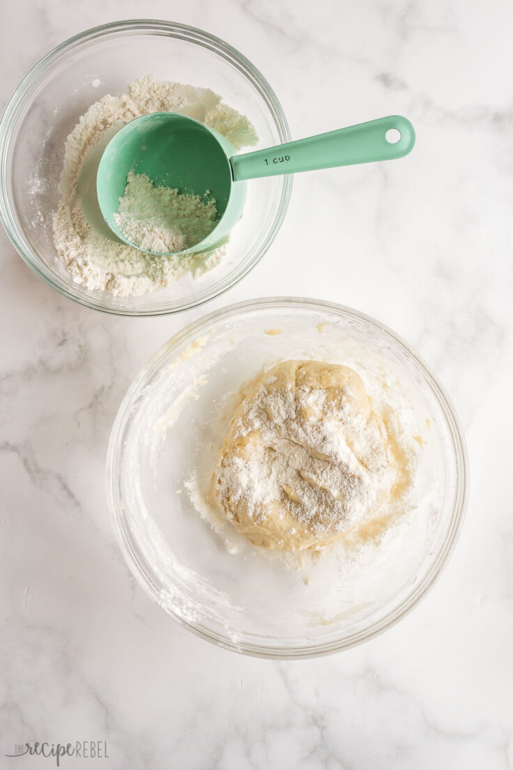 making the dough for pigs in a blanket from scratch