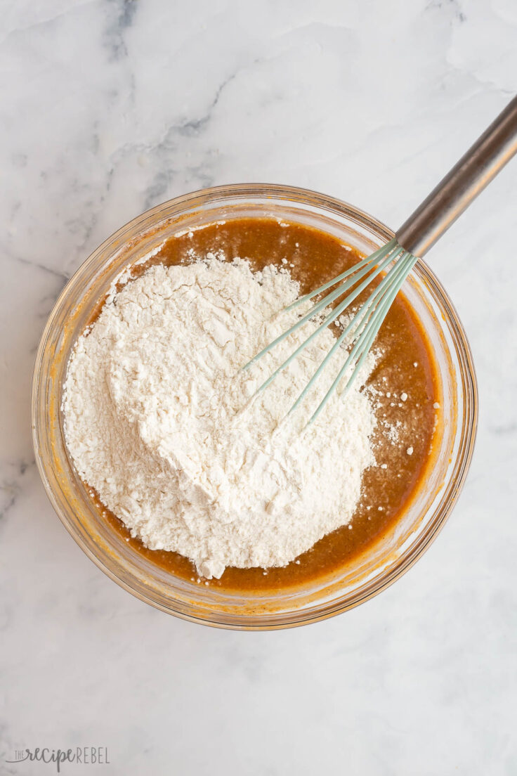 flour added to pumpkin muffin batter