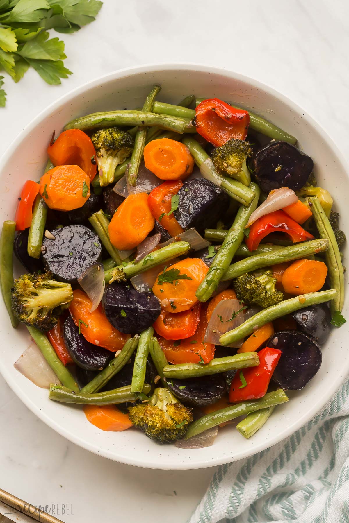 big bowl of roasted vegetables