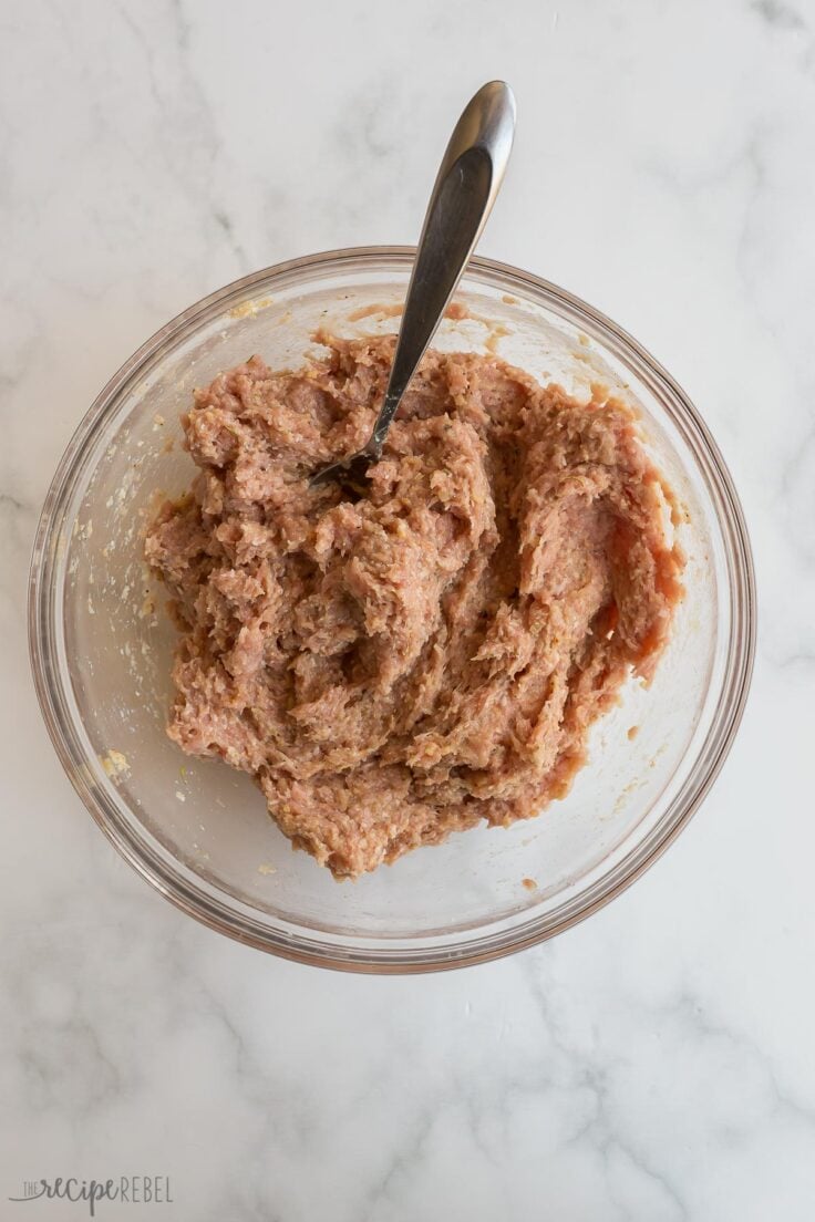 turkey meatball mixture stirred together