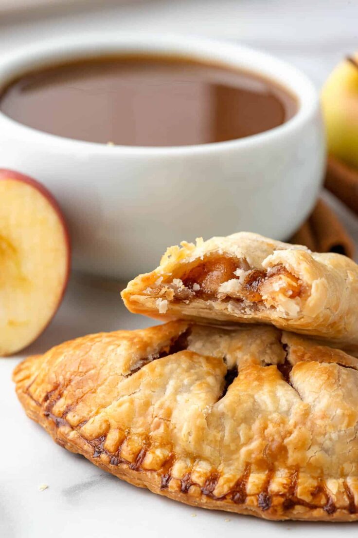 air fryer apple hand pies up close