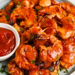 Close-up of bacon wrapped shrimp