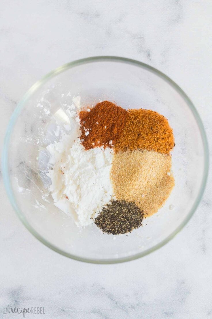 chicken wing seasoning in a glass bowl