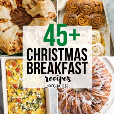 square collage for christmas breakfast recipes with four images and title