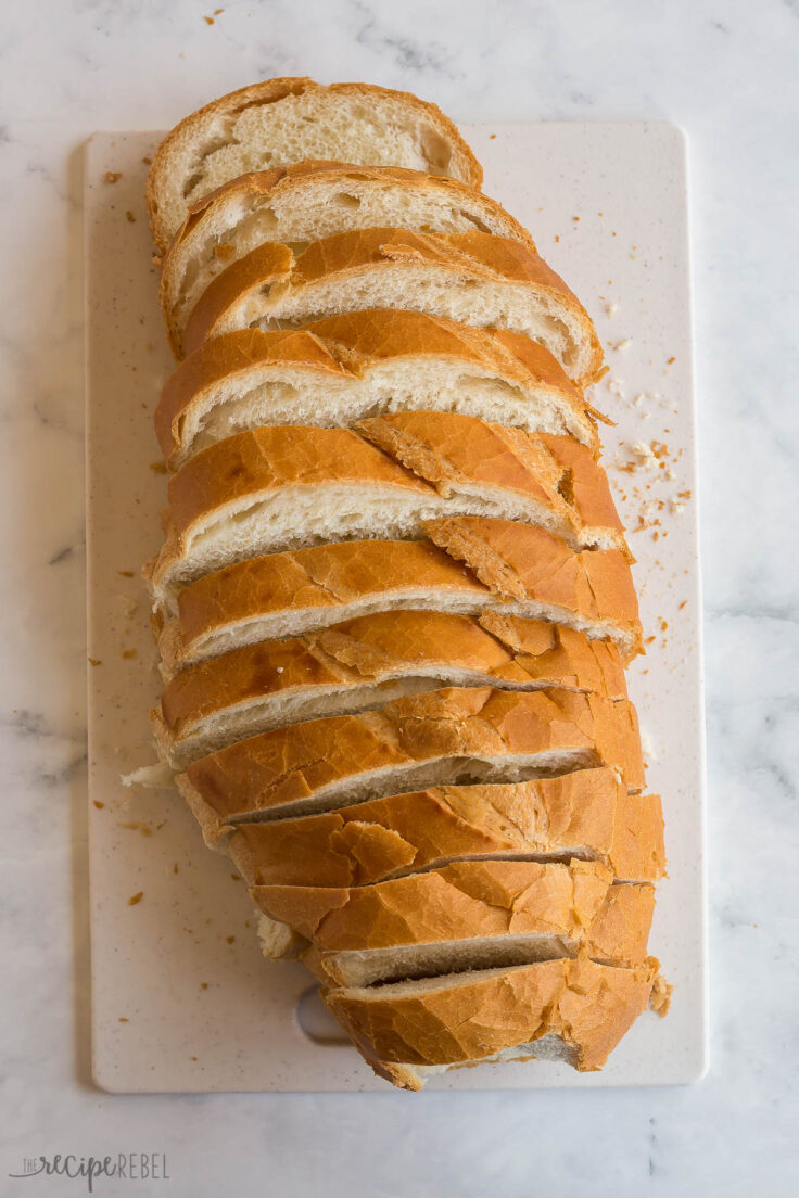 loaf of french bread sliced in thick slices