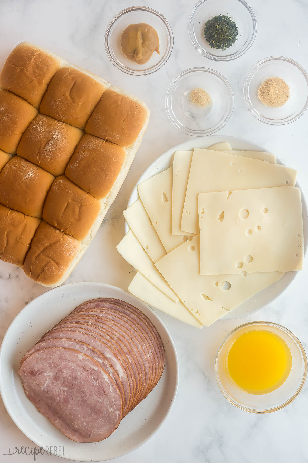 ingredients needed to make ham and cheese sliders