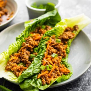 Ground turkey lettuce wraps on a plate.