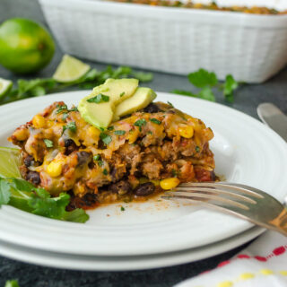 Turkey tortilla casserole on a plate.