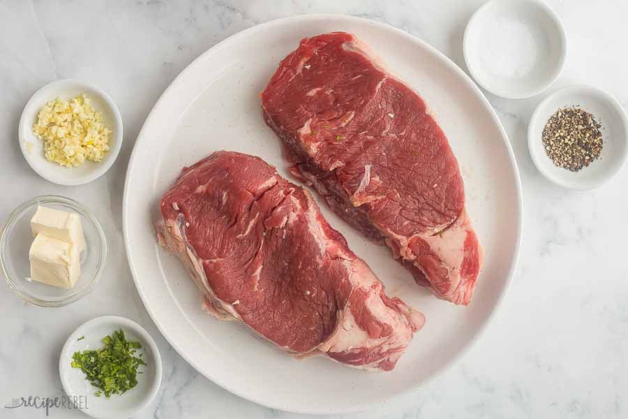 overhead image for air fryer steak ingredientsq