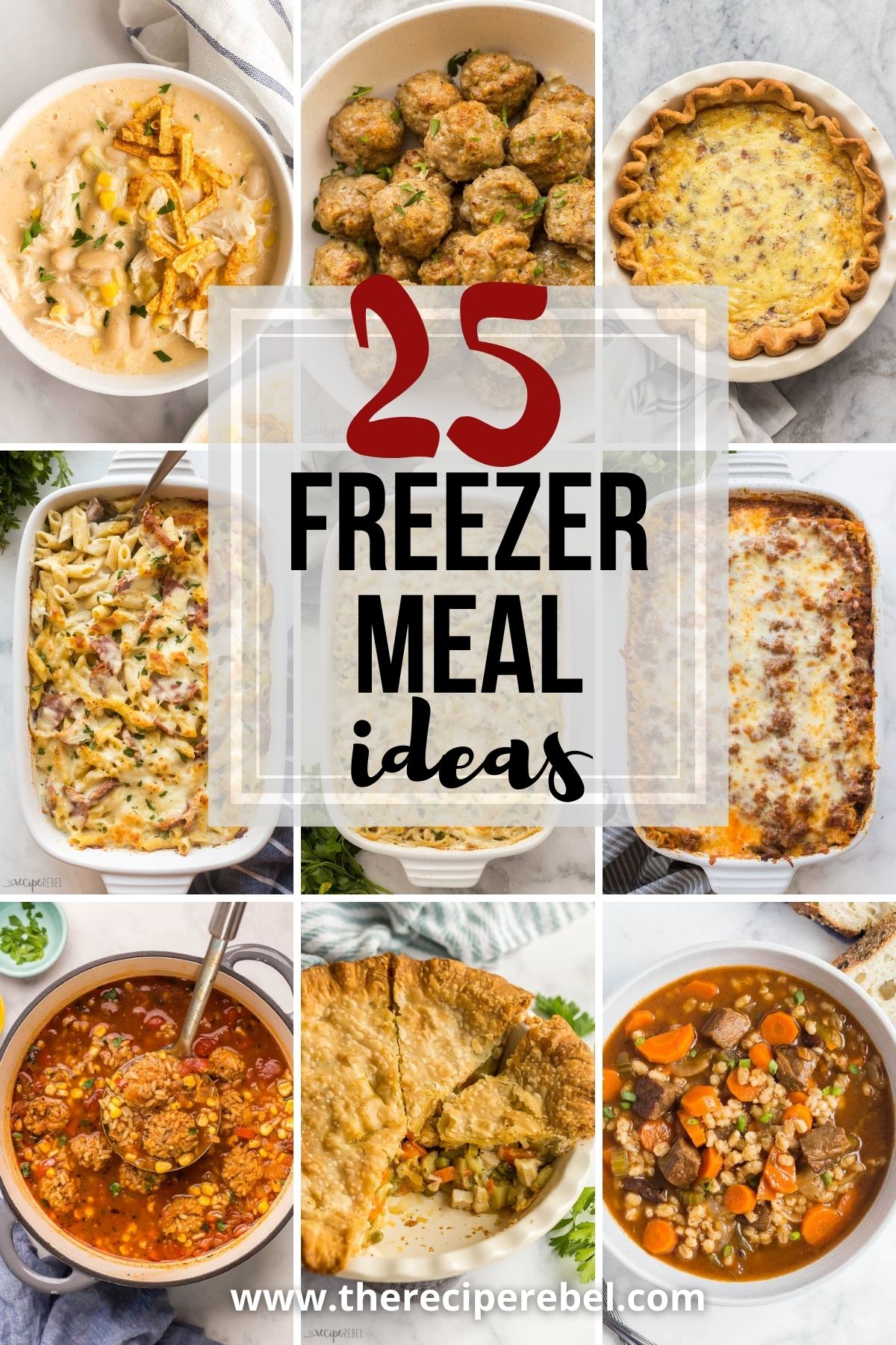 Title image for 25 Freezer Meal Ideas.