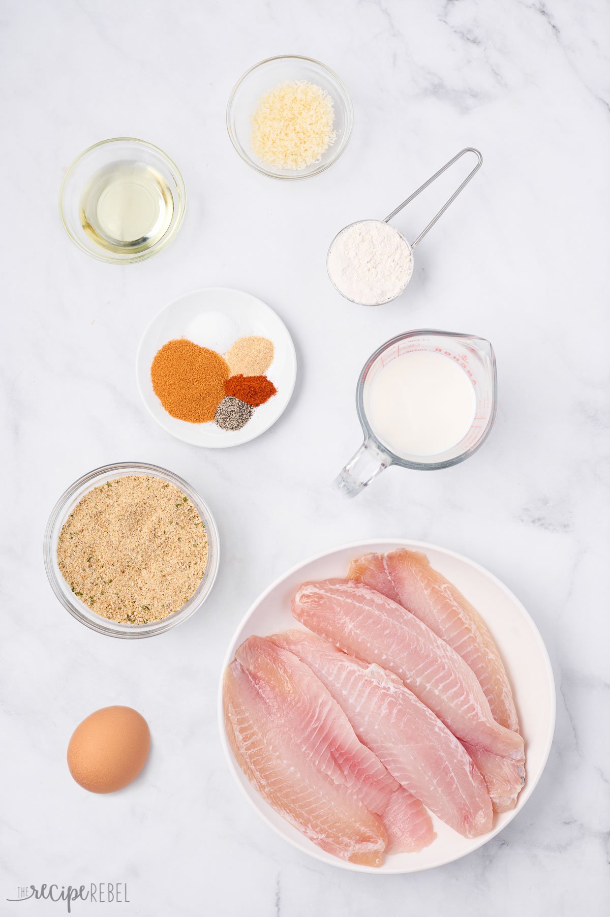 overhead image of ingredients needed to make baked tilapia