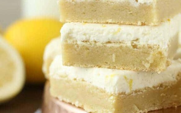 A stack of 3 lemon sugar cookie bars.