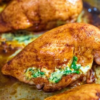 Chicken breast stuffed with creamy spinach filling.
