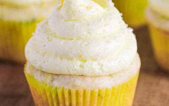 A frosted zucchini lemon cupcake.